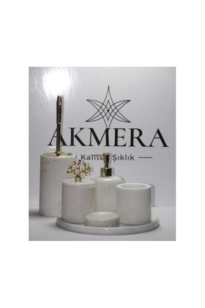 Akmera Home طقم حمام من الرخام الطبيعي 6 قطع