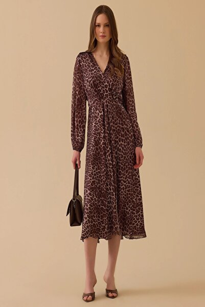 Rain and River Leopard Print A-Line Chiffon Dress