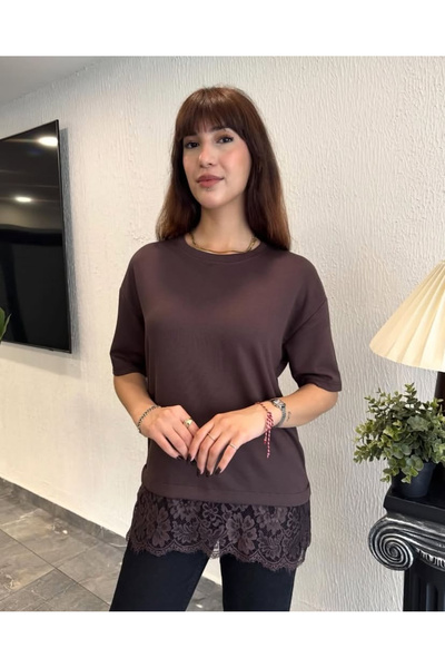 Perry Boutique Γυναικεία φούστα με δαντέλα και λεπτομέρειες, κοντομάνικο μπλο...