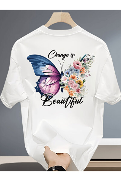 one button Tricou supradimensionat premium cu imprimeu pe spate Bay Change Is...