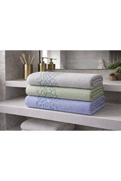 Nilyso Home Jacquard Bath Towel 70X140 cm 100% Cotton Soft Textured 3-Piece T...