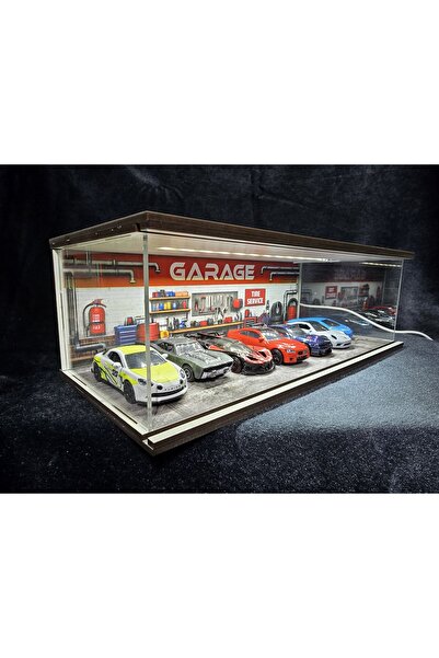 fabrikahşap Dekoratif 1.64 Diorama Model Araba Standı Usb Ledli 7 Araçlık Hot...