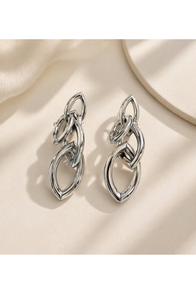 PORSE ZR Model Large Chain Dangle Earrings | Gold & Silver Modern, Chic, Tren...