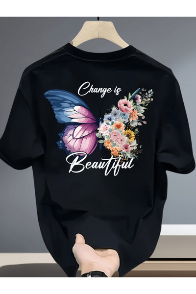 one button Tricou supradimensionat premium cu imprimeu pe spate Bay Change Is...