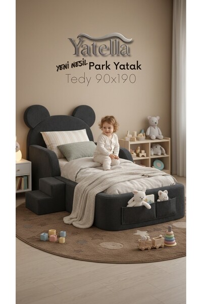 yatella Luxury Tedyy Baza ve Başlıklı Montessori Full Sünger Yatak Seti 90 x ...