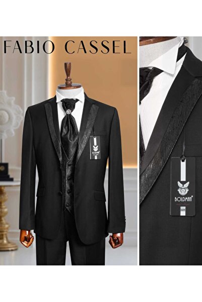 FABIO CASSEL Erkek Slim Fit Damatlık Takım Elbise – Düğün İçin Özel Tasarım