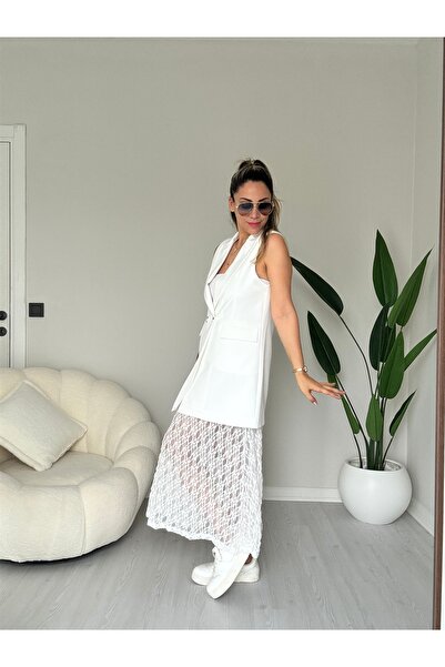 Rozella Butik Vest Dress Set with Lace Skirt