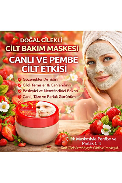SETBEAUTY Doğal Çilekli Cilt Bakım Kil Maskesi 350 GR