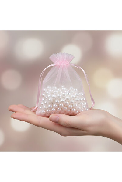 Invitatii Originale Saculet organza ROZ (9 cm x 7 cm) - set 50 buc
