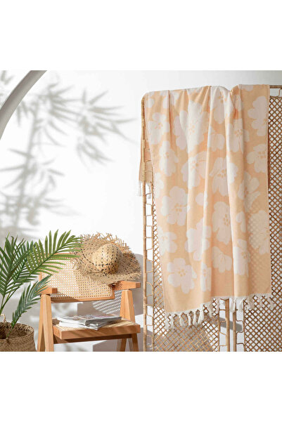 Linens Prosop de plajă floral 90x170 cm Somon