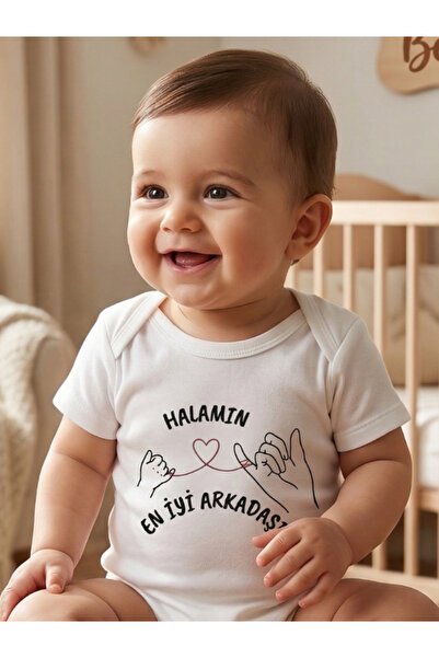 EGGBABY Hala Yazılı Baby Bodysuit, Halam Themed Funny Design Baby Bodysuit, 1...