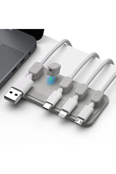 Well Σετ μαγνητικού οργανωτή καλωδίων για 5 καλώδια γκρι ORG-CABLE-M0305GY-WL