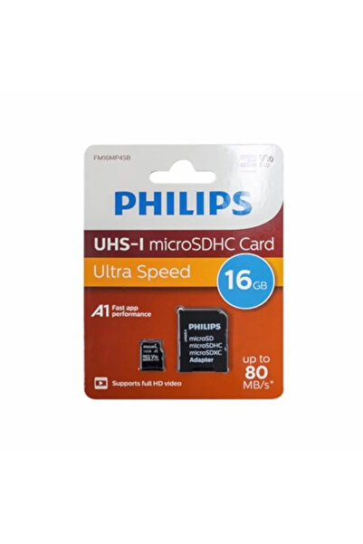 Philips Fm16Mp45B/00 16Gb Class10 Uhs-I U1 Tf Adaptörlü Micro Sdhc Hafıza Kartı