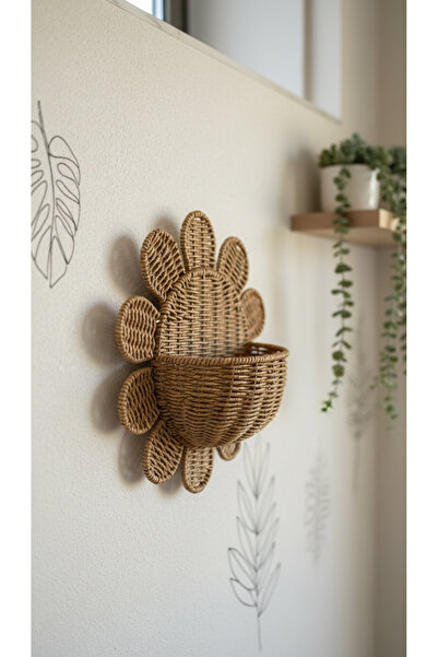 DükkanDa Bohemian Floral Look Hanging Wall Basket & Flower Pot & Organizer Ba...