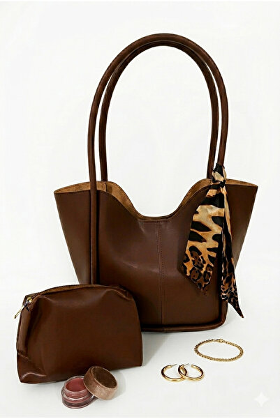 vattara Γυναικεία τσάντα ώμου με λεπτομέρεια σάλι, σετ 2 τεμαχίων, καθημερινή...