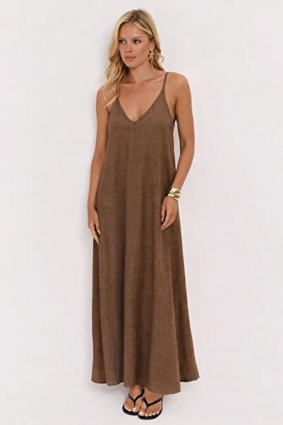 Cool & Sexy Φόρεμα μάξι casual με πέτρινα λουράκια