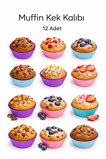 evolis kitchen Isıya Dayanıklı Yanmaz Yapışmaz 12 Adet Silikon Muffin