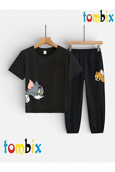 tombix Cat-Mouse Printed T-Shirt and Sweatpants (Bottom Sweatpants with Pocke...