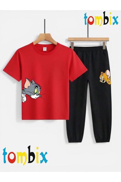 tombix SET PENTRU COPII: TRICOU CU IMPRIMARE PE SUS ȘI PE JOS CU MOTIV PISICĂ...