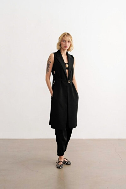 CHEEYA Kemer Detaylı Uzun Yelek