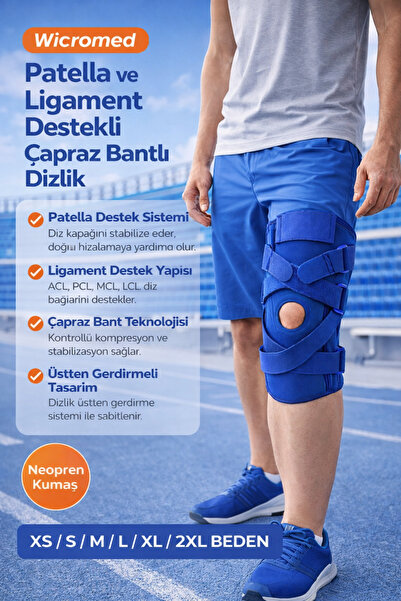 wicromed Patella ve Ligament Destekli Neopren Dizlik Çapraz Bağ Destekli Meni...