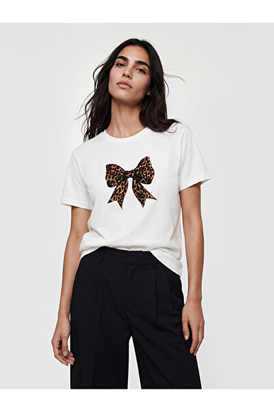 LC Waikiki Γυναικείο μπλουζάκι YK PLUS με στάμπα φιόγκου και λαιμόκοψη ποδηλάτου