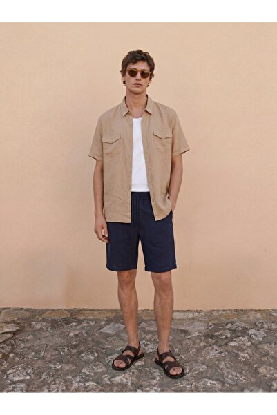 Ltb Linen Basic Beige Shirt