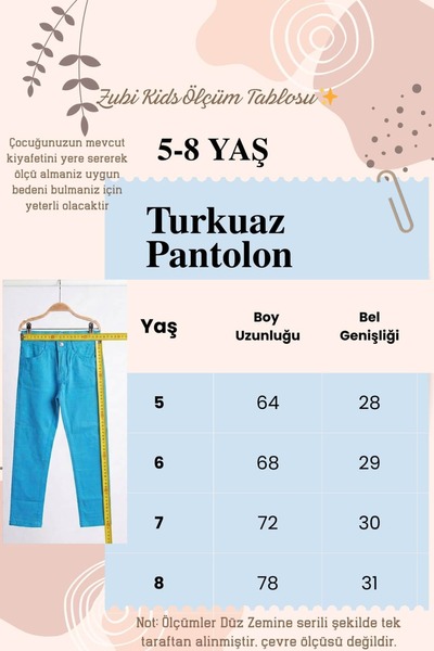 zubi kids Turquoise Unisex Children's Canvas Pants (5-12 Years)