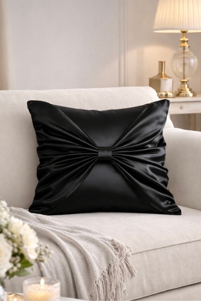 Cherry Bloom Cotton Σατέν Μαξιλαροθήκη με Φιόγκο 45 x 45