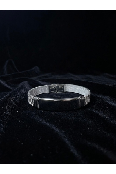 Meneva Aksesuar Silver Plated Wicker Steel Bracelet