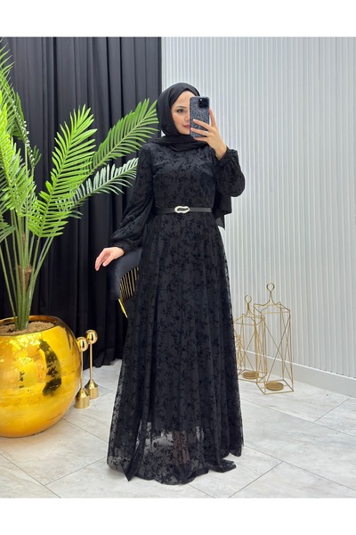 FRESH FASHION FLOK TÜL ASTARLI MEVSİMLİK ABİYE/ELBİSE