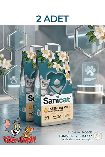 Sanicat Tom&JerryPetshop - Beyaz Yasemin Kokulu Ultra Topaklanan Kum 10 kg