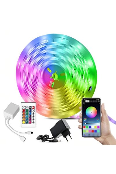 SIKS Kit bandă LED RGB cu aplicație sau telecomandă, 5 metri, schimbare de cu...