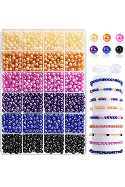 yiğit aksesuar 360 τεμάχια 6 χρωμάτων 6 χιλιοστά γυάλινα μαργαριταρένια κολιέ...