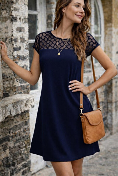 Modayakamoz Νέα σεζόν Γυναικείο κοντομάνικο φόρεμα με λαιμόκοψη ποδηλάτου, λε...