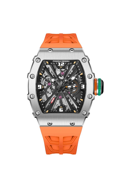 Pagani design PD-1738 Ανδρικό Ρολόι Σκελετός Κουάρτζ – VH65, Ζαφείρι, Πορτοκα...