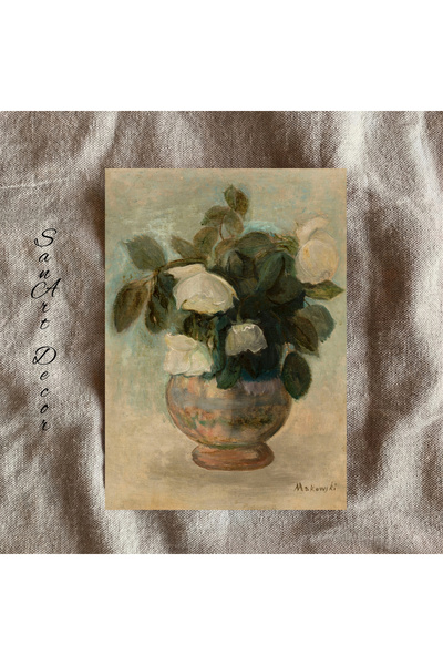 Sanart Vintage Poster, Çiçek Posteri, Sanatsal Baskı, Duvar Posteri, Retro Ba...