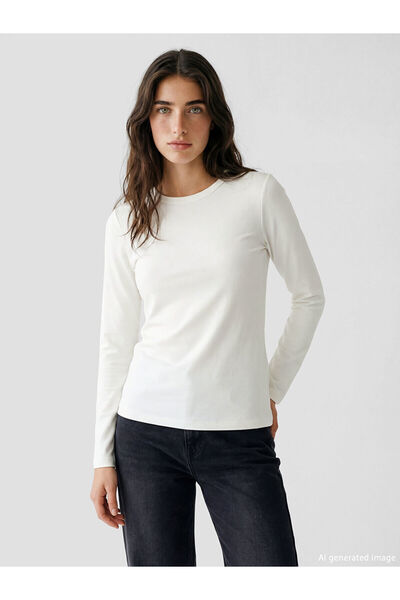 LC Waikiki Nevavm Farkıyla Lcw Modest Ecru Oval Neck Women's Bodysuit - S6N78...