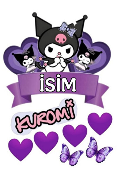 telaşe memuru İSİMLİ - Kuromi Pasta Süsü - Pasta Resmi ve Pasta Baskısı- Yeni...