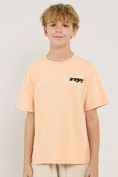 R&B Print Detail T-Shirt with Crew Neck and Short Sleeves
