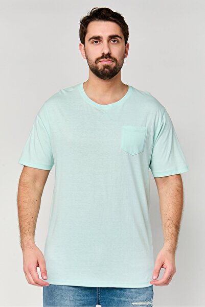 Brave Soul Men Crew Neck Short Sleeve Plain T-Shirt, Pale Mint