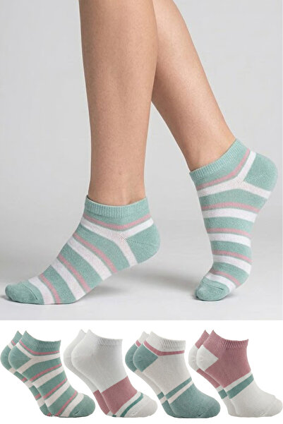 KARDEŞLER ÇORAP Women's Cotton Booties Socks Colorful 4-Piece Pack
