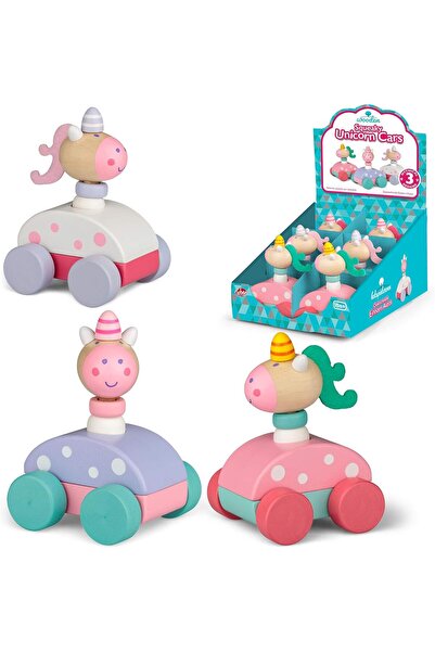 TOBAR Wooden Painted Squeaky Unicorn Toy Car