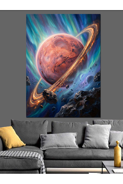 Artmeg Διακοσμητικός καμβάς "Red Planet Space Landscape with Ring" - Ξύλινος ...