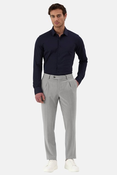 Score Michail Navy Blue Regular Fit Comfortable Cut Viscose Cotton Shirt 4017-02