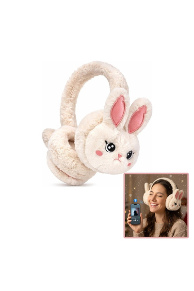 Yenimiyeni Sevimli Tavşan Peluş Kafa Üstü Bluetooth Kulaklık Wireless 5.3 Mik...