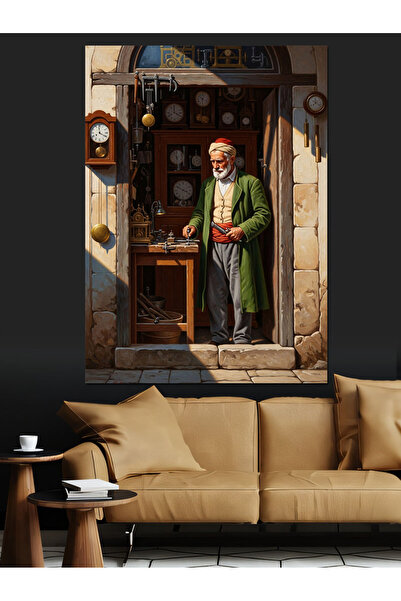 Artmeg Clock Master Working in the Antique Workshop Decorative Canvas - Mdf W...