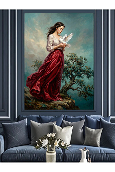 Artmeg Woman on the Edge of the Cliff Decorative Canvas - Mdf Wood Painting