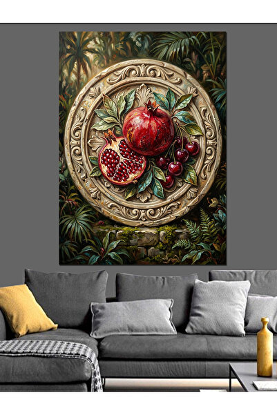 Artmeg Pânză decorativă cu rodie și natură moartă clasică pe farfurie - Masă ...