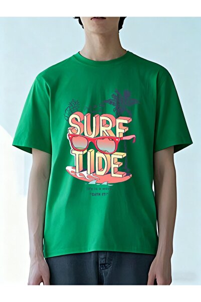 bolivia's تي شيرت أخضر مطبوع - ياقة دائرية